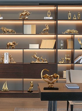 新中式办公室书柜轻奢装饰摆饰老板领导高档高端大气桌面工艺礼品