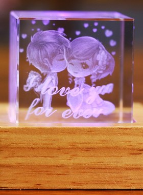 情人情侣礼品婚礼水晶内雕工艺品装饰品送男女朋友学生节日桌摆件