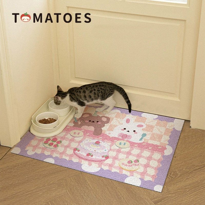 番茄营业中宠物猫砂盆防溅垫子猫咪蹭脚地垫丝圈耐脏耐磨碗垫,淘宝优惠券,粉丝福利购,淘宝优惠卷
