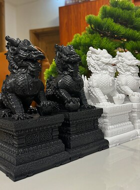石雕汉白玉麒麟一对过镇光店铺客厅家宅居卧室招财业礼品