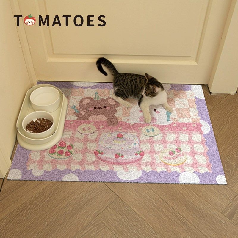 番茄营业中宠物猫砂盆防溅垫子猫咪蹭脚地垫丝圈耐脏耐磨碗垫,淘宝优惠券,粉丝福利购,淘宝优惠卷