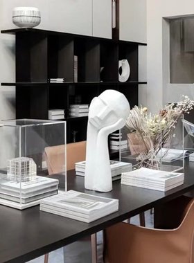 软装样板房间客厅设计师款白色歪头人像雕塑家居桌面摆件现代简约