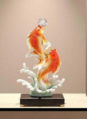 如鱼得水锦鲤摆件客厅电视柜酒柜玄关家居装饰品乔迁新居礼品礼物