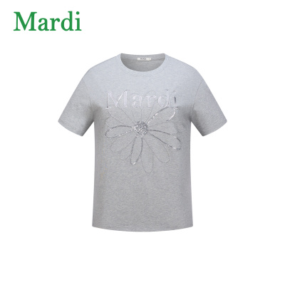 MARDI雏菊刺绣纯棉短袖T恤女