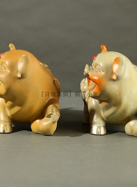 纯黄铜工艺品生肖猪大彩铜福猪铜猪客厅家装饰品金猪招财富足