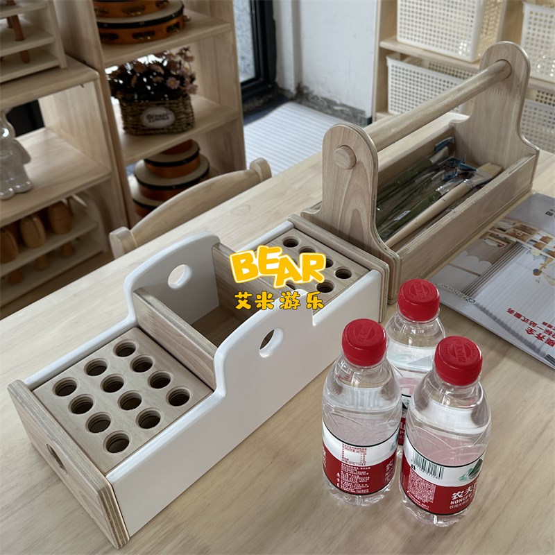 Kindergarten children's tables and chairs rubber wood baby care solid wood reading and learning table woodworking art table W