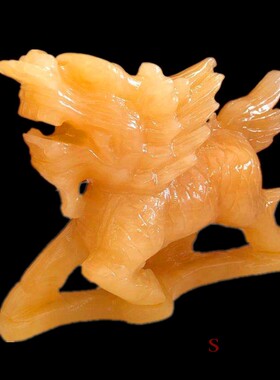 天然米黄玉麒麟家居玄关客厅桌面办公室电视柜酒柜工艺品礼品摆设