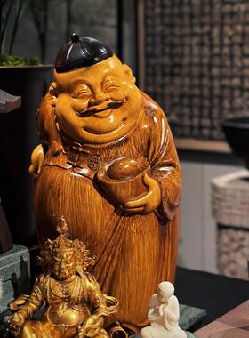 地主树脂茶室摆件财主老爷守财奴防竹根雕家居摆设人物玄关茶空间