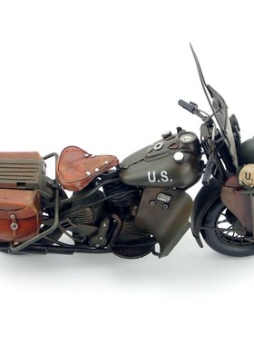 复古创意铁艺欧式装饰摆设美国哈雷WLA型摩托车模型家居饰品礼物