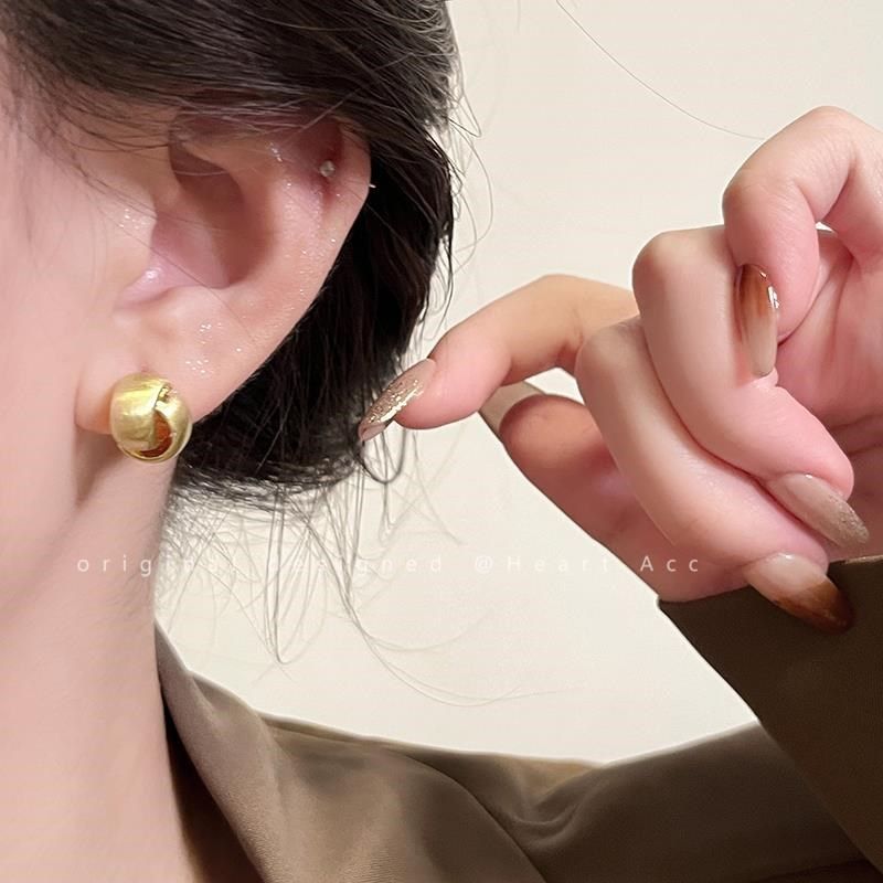 磨砂拉丝哑光银耳钉女法式复古高级感耳环冷淡风气质百搭耳饰品 - 图1