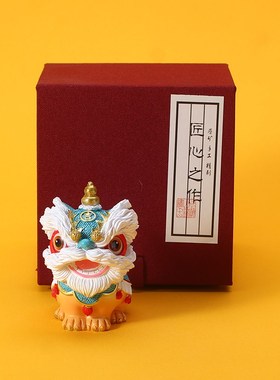 新中式国潮风招财进宝醒狮摆件茶宠汽车桌面装饰可爱家居送礼