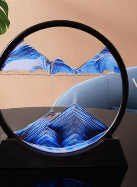 创意3D山水流沙画高档次玻璃沙漏摆件家庭客厅装饰送男女生日礼物