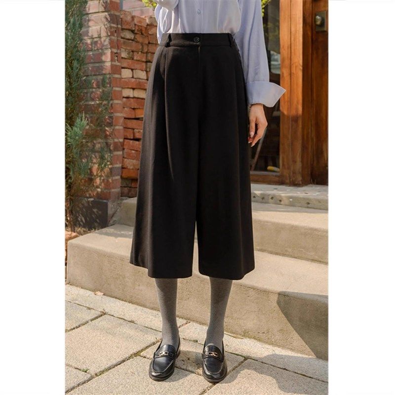 毛呢八分阔腿裤女士秋冬新款高腰加厚直筒裤小个子宽松七分呢子裤,淘宝优惠券,粉丝福利购,淘宝优惠卷