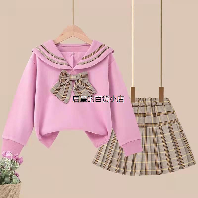 女童jk制服套装2025新款洋气春装儿童学院风时髦百褶裙春秋两件套 - 图2