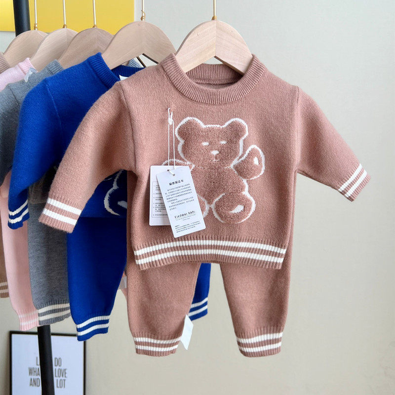 婴儿秋冬季毛衣套装男女宝宝针织衫幼儿保暖毛线衣服儿童开衫套装,淘宝优惠券,粉丝福利购,淘宝优惠卷