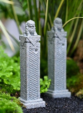 微景观仿青石石狮子摆件客厅桌面茶艺装饰假山盆景鱼缸树脂摆设