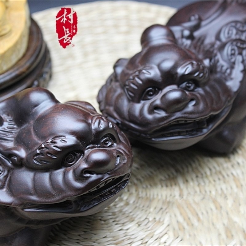 木雕黑檀木貔貅摆件木质雕刻皮丘招财工艺品家具客厅开业乔迁礼品 - 图3