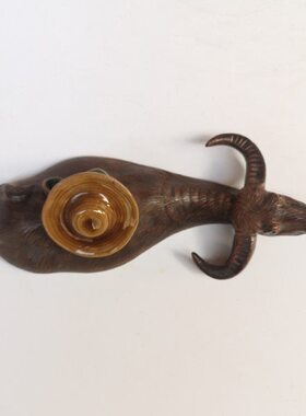 石湾公仔陶瓷七十年代手工动物辘毛水牛桌面餐厅茶宠家居装饰摆件