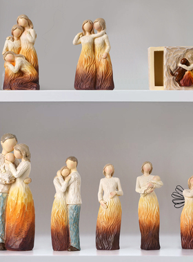 高级感结婚礼物北欧人物艺术雕像纪念日全家福装饰品一家人摆件