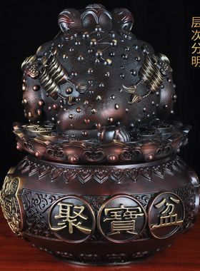 纯铜金蟾聚宝盆摆件存钱罐招财家居客厅玄关装饰店铺乔迁开业礼品