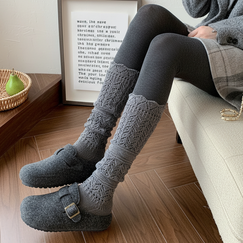 可叠穿秋冬保暖针织镂空小腿袜复古羊毛堆堆袜子女毛线花边长袜,淘宝优惠券,粉丝福利购,淘宝优惠卷