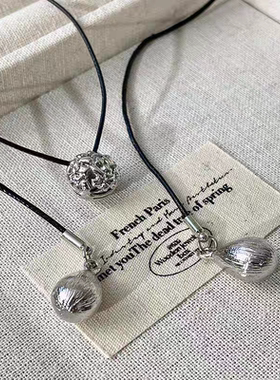 女王空间小众设计明细同款克拉球长款项链赵露思叠戴高级感毛衣链