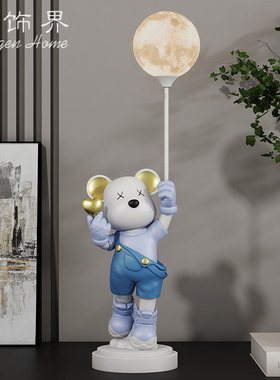 暴力熊摆件客厅遥控小夜灯桌面家居电视柜玄关装饰品乔迁新居礼物
