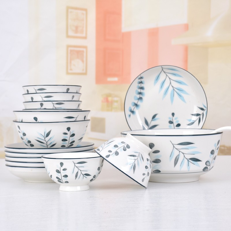 陶瓷餐具10碗10盘套装中式碗盘2021新款家用碗碟网红饭碗面碗鱼盘 - 图0