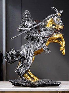 胜利骑士创意欧式客厅家居办公室酒柜装饰工艺品高档复古大号