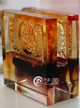 琉璃摆件五福名片夹办公用品商务礼议礼品送客户朋友合作伙伴礼物