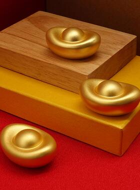 金元宝摆件招财进宝表面真金鎏镀锌合金家居装饰高档实心工艺礼品
