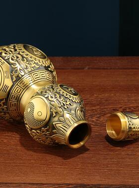 铜葫芦镇宅摆件八卦葫芦挂件开口开盖空心家居客厅装饰品福禄摆设