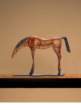 现代简约新中式铜马摆件样板房吧台客厅玄关书柜艺术软装饰品摆设