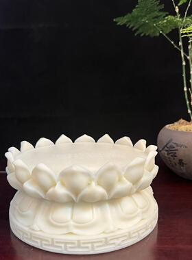 象牙果观音如来佛像莲花底座观世音菩萨摆放莲花台垫鱼缸造景别墅