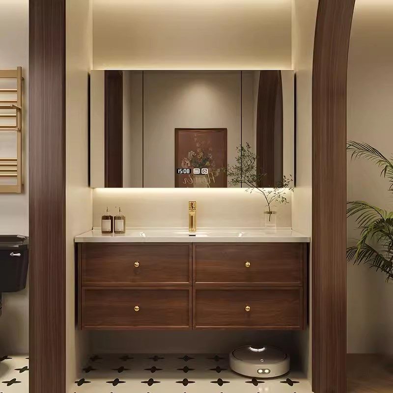 中古风实木浴室柜陶瓷一体智能洗漱台洗手洗脸盆柜定制,淘宝优惠券,粉丝福利购,淘宝优惠卷