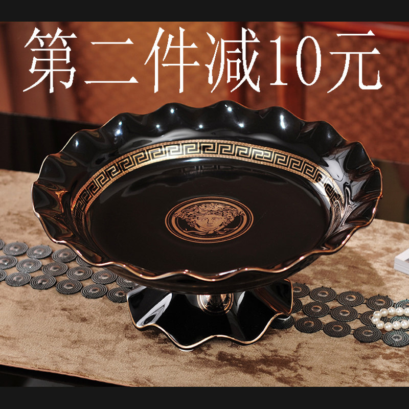 欧式陶瓷黑色水果盘装干果盒牙签雪茄烟灰缸会所摆垃圾礼品,淘宝优惠券,粉丝福利购,淘宝优惠卷