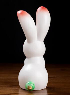 可爱兔子陶瓷摆件小白兔家居桌面装饰品新年创意礼物招财如意玉兔