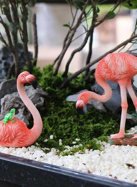 仿真火烈鸟摆件小创意家居盆景庭院花园水培微景观景观装饰品欧式