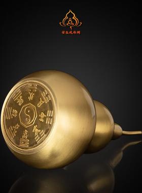 纯黄铜葫芦小摆件开口空心八卦铜葫芦大号招财挂件客厅车载装饰品