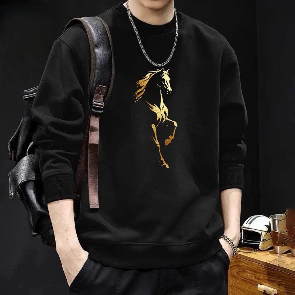 青云衣阁潮流时尚秋冬新款马年长袖圆领套头厚棉T印花男时尚上衣,淘宝优惠券,粉丝福利购,淘宝优惠卷