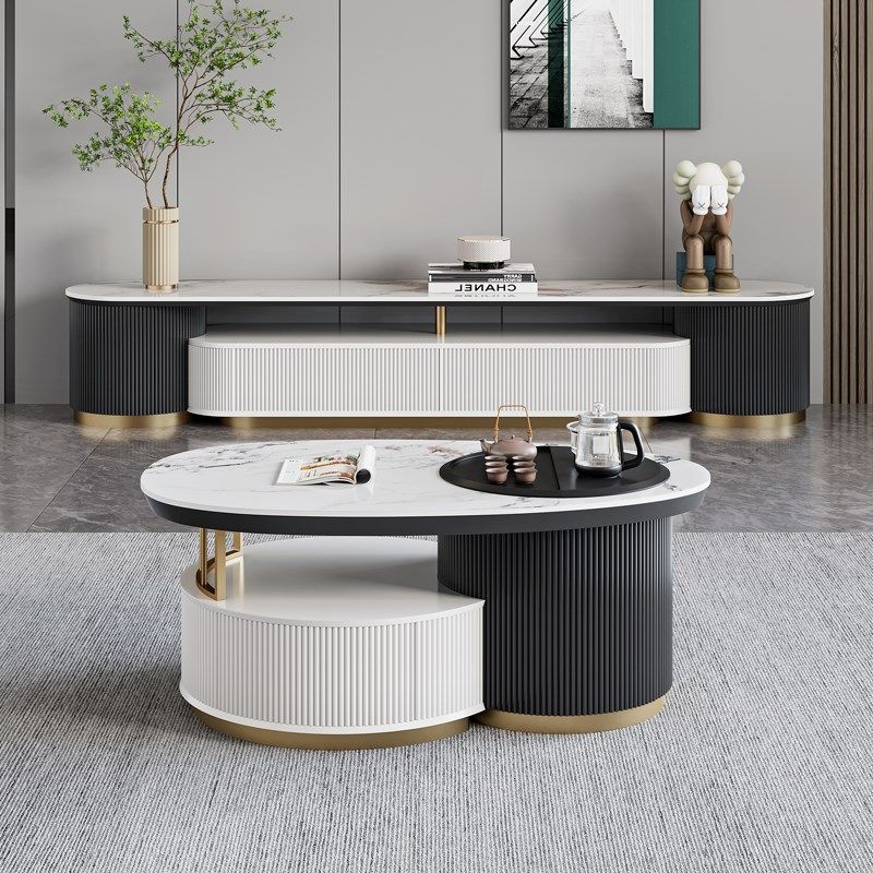 岩板椭圆茶几小户型客厅现代升降一体烧水功夫两用茶台,淘宝优惠券,粉丝福利购,淘宝优惠卷