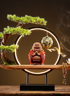 新中式桌面创意禅意摆件装饰品客厅办公室开业礼品家居灯圈小夜灯