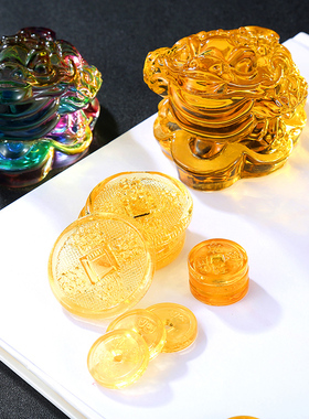 水晶金蟾蟾蜍摆件招财家居客厅聚宝盆装饰开业乔迁送礼中式小摆件