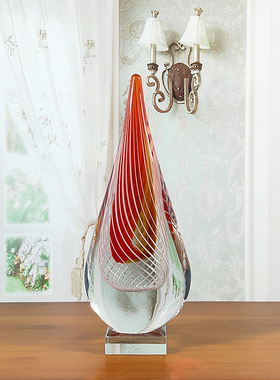 手工吹制琉璃工艺品现代水滴造型家居饰品客厅书房陈设