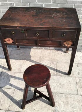 八十年代办公桌书桌椅一套怀旧老物件复古旧家具影视道具装饰摆件