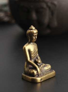 尼泊尔手工纯铜佛像小寸佛口袋佛像药师佛复古纯铜手工制作古董佛