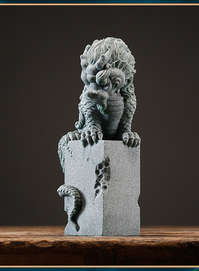 鱼缸造景国风盘龙青石家居茶宠卧龙镇纸精品送礼装饰摆放