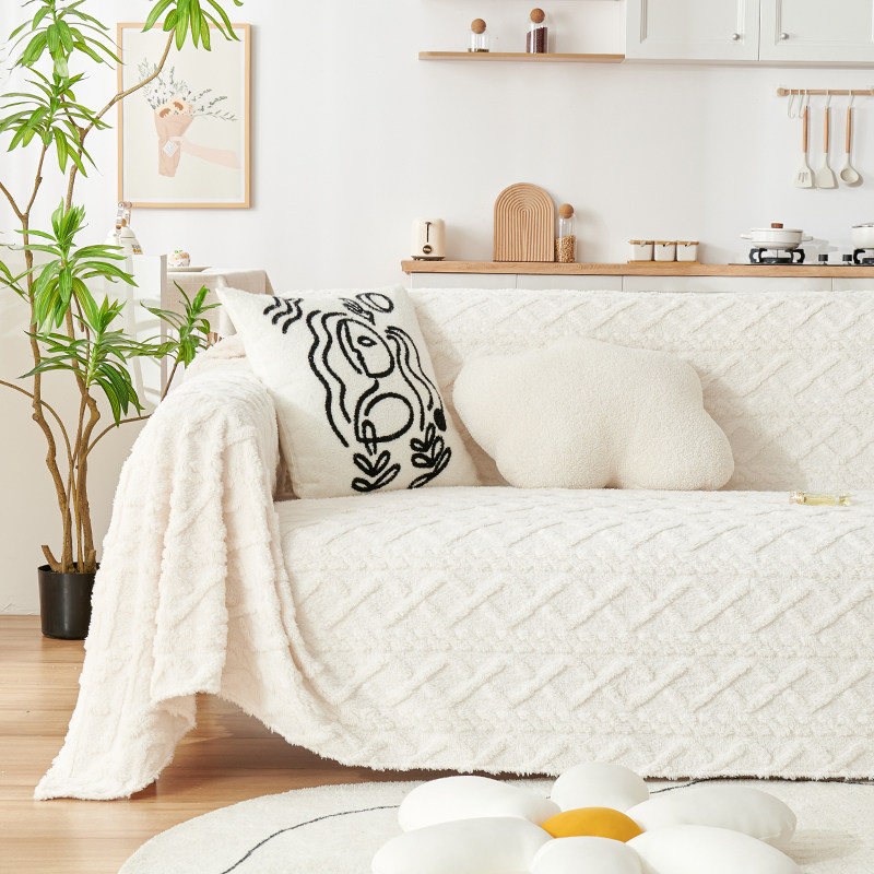 纯色毛绒沙发巾盖布加厚四季通用全包盖毯子冬季新款沙发罩,淘宝优惠券,粉丝福利购,淘宝优惠卷