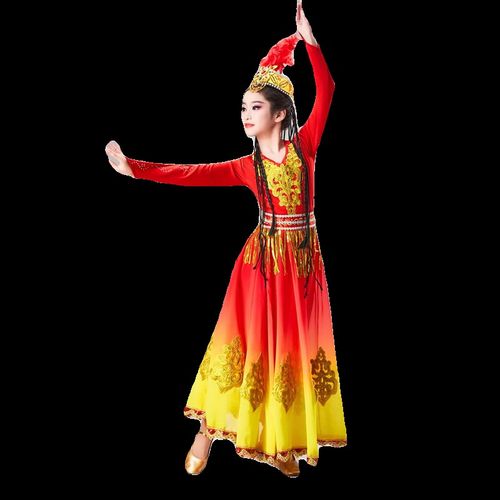 新疆舞蹈演出服儿童女童古丽舞维族维吾族尔族少数民族服装舞蹈服 - 图2