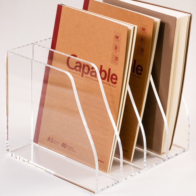 AIMOLLY desktop file frame transparent acrylic desk book stand file shelf file storage rack office information shelf book shelf book file paper exhibition display rack multi-grid vertical classification rack